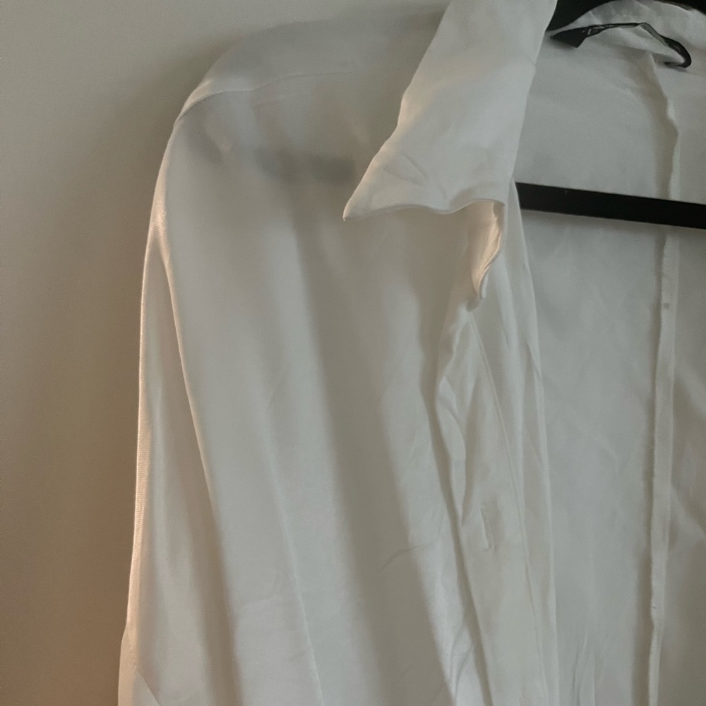 Zara silky / satin tie front lace up shirt - Picture 3 of 5